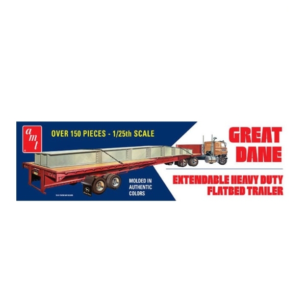 AMT 1111 1/25 Extendable Flatbed Trailer Great Dane Model Kit 