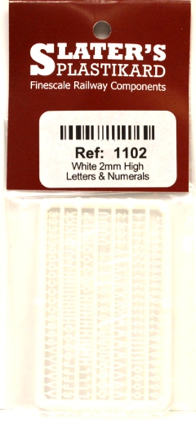 Slaters 1102 2mm High Letters and Numerals White