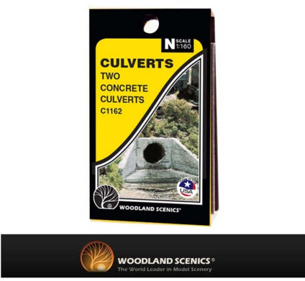 C1162 Woodland Scenics N Gauge Culvert Concrete 2ea 